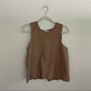 MADEWELL Women’s Medium Brown Tan Cross Open Back Tank Texture & Thread Top